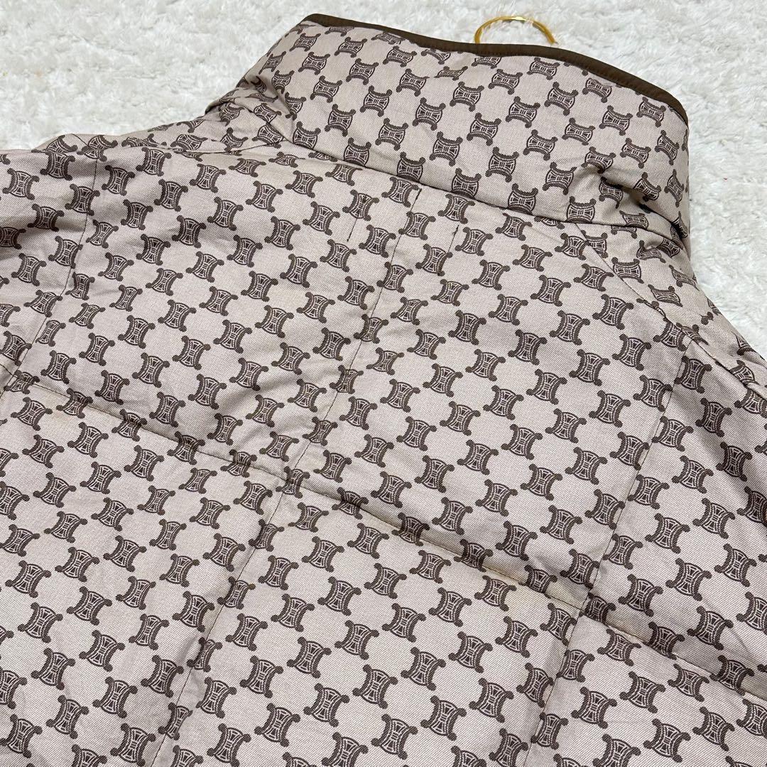 【美品】CELINE セリーヌ ダウンポンチョ トリオンフ柄 ブラウン