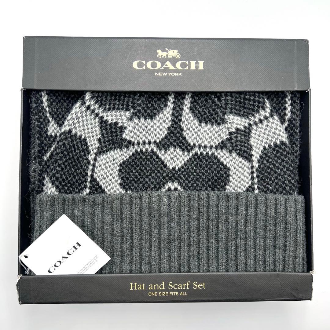 ◆新品 COACHコーチ ジャンボシグネチャー アルパカ混 ビーニー ニット帽◆