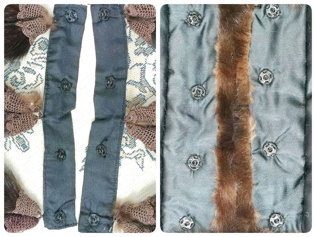 美品　毛皮　ファーショール　ミンク　大判　ダークブラウン　フック掛け　ポケット有