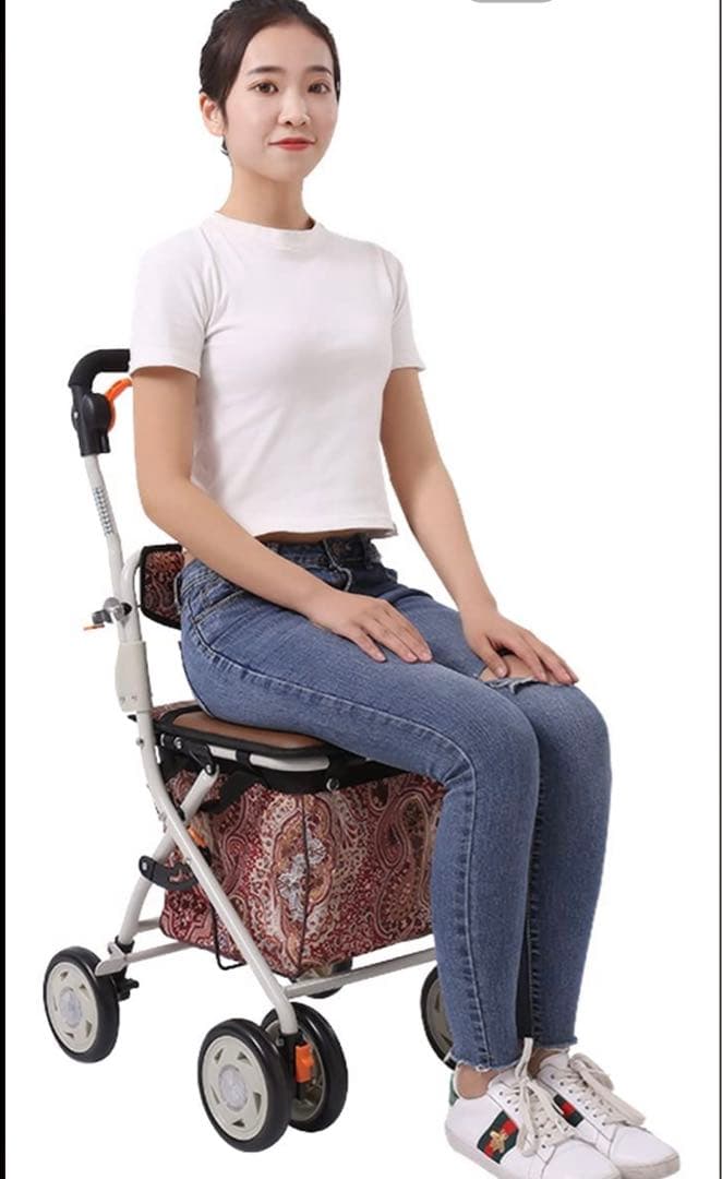 高齢者向けショッピングカートカー シルバーカー 折りたたむ (002E握り制動)