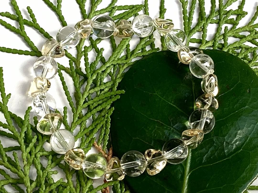 ✳虹入り天然石ブレスレット腕周り15cm お身近にいつも一緒の御守り　鑑別書付