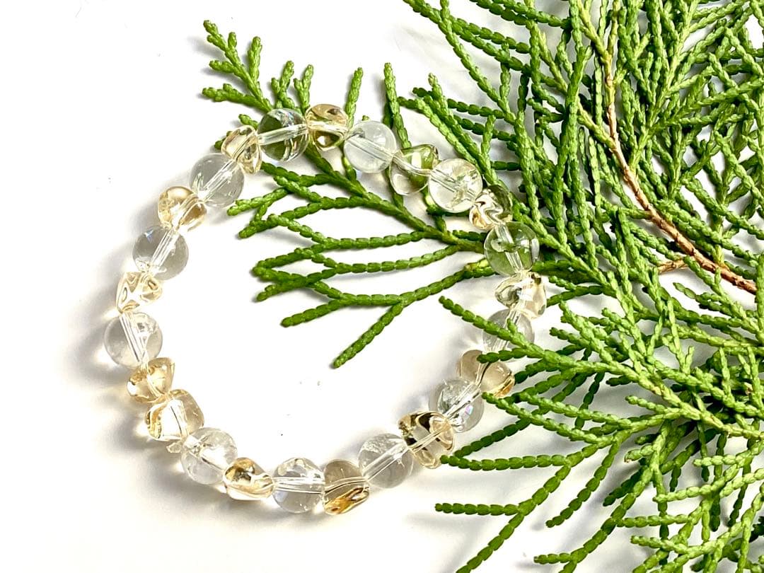 ✳虹入り天然石ブレスレット腕周り15cm お身近にいつも一緒の御守り　鑑別書付