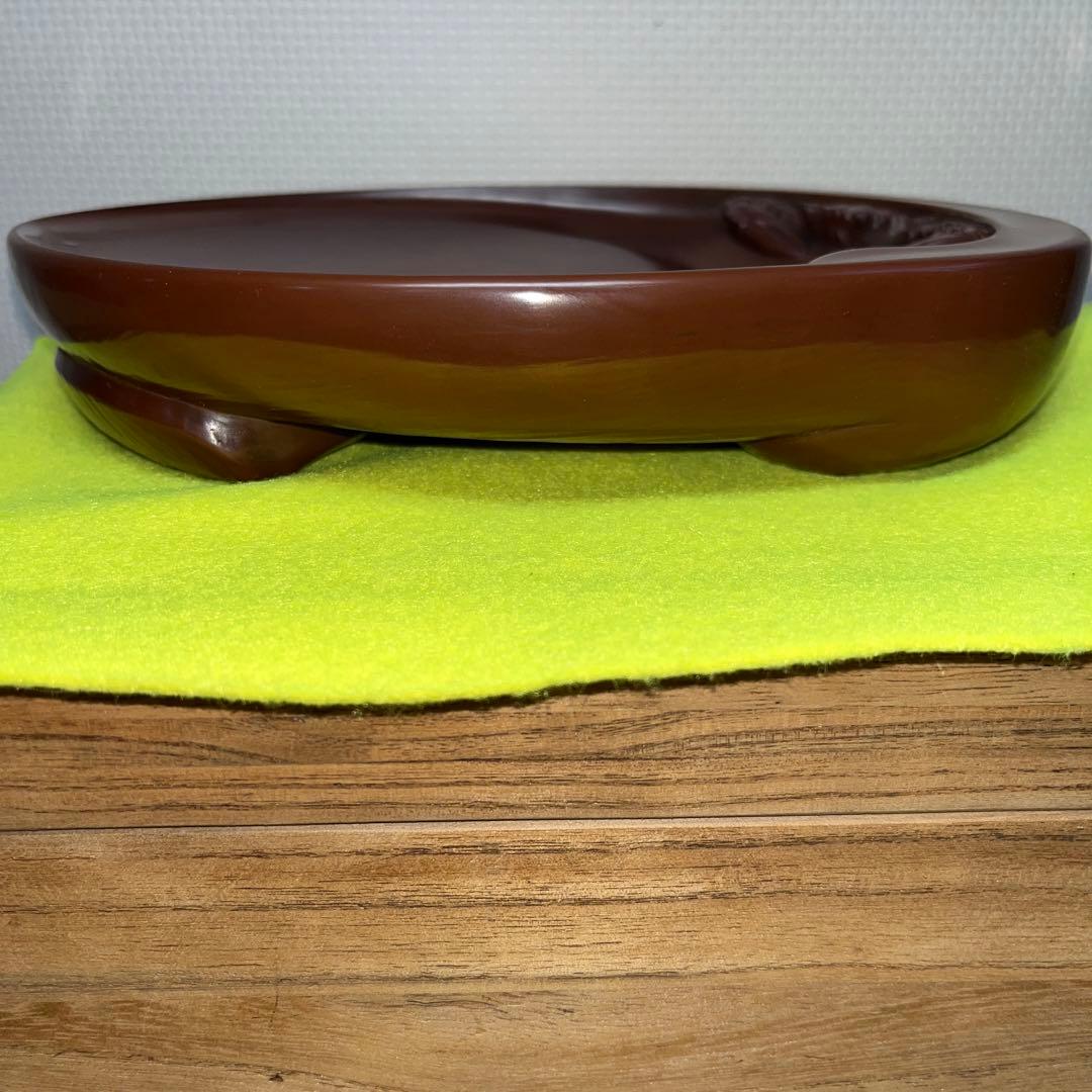 ⭕️紅渓石硯　硯　蟹彫刻　鮑型硯特別製作品美品　崎川羊堂　20cm超　1.7kg超