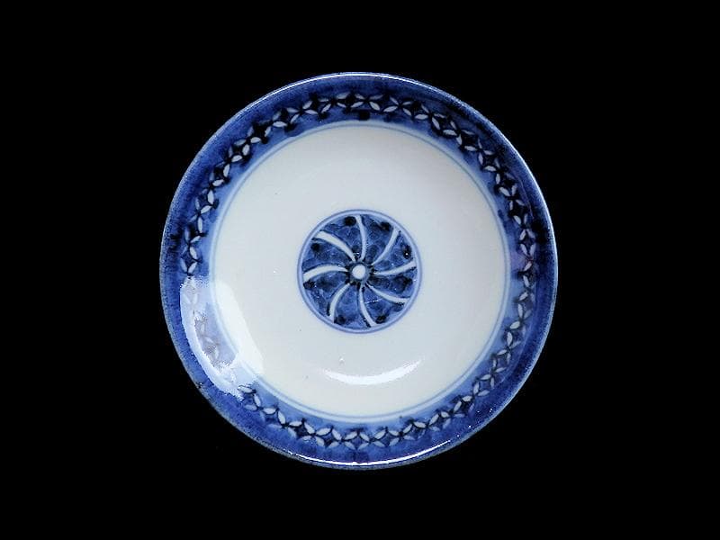 古伊万里 染付 鼓に調緒の図 蓋茶碗 江戸期 E213AS-CHl