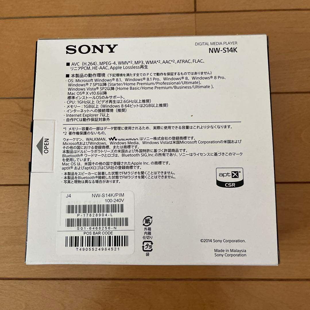SONY ウォークマン　デジタルメディアプレーヤー　NW-S14K（ピンク）