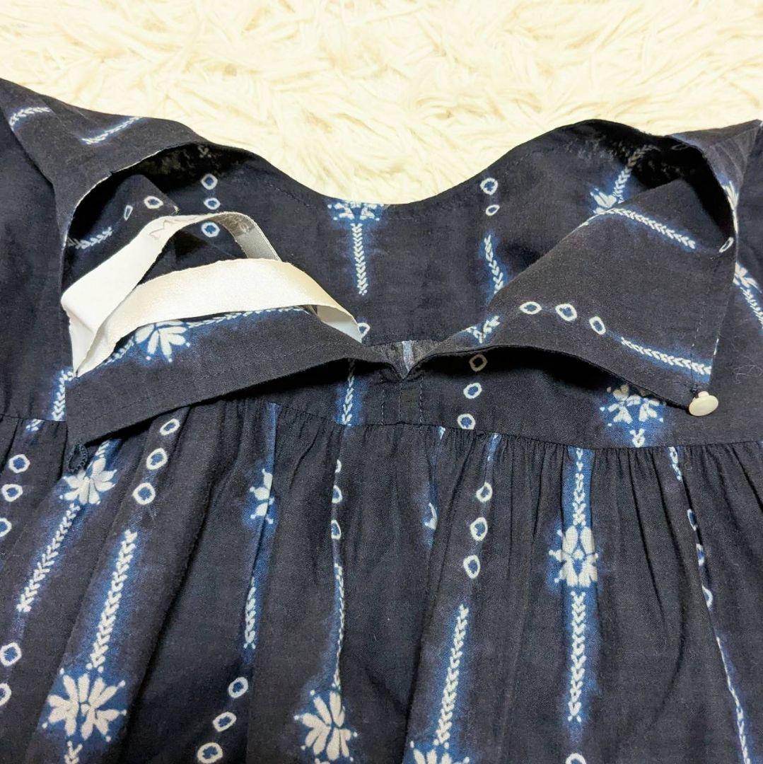 マーレット ソリマン SHIBORI ティアードワンピース ネイビー XS