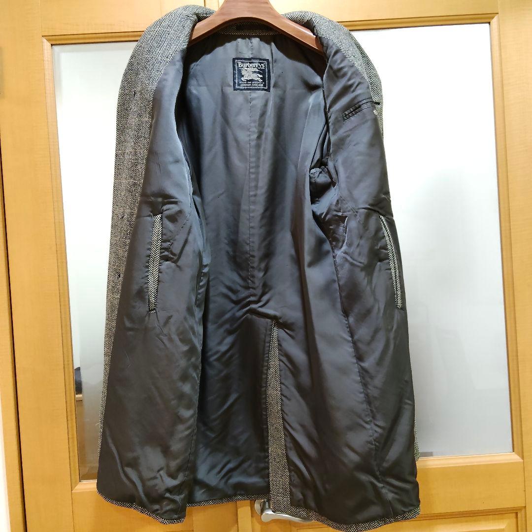 美品 バーバリー アルパカ混 モヘア ヘリンボーン コート