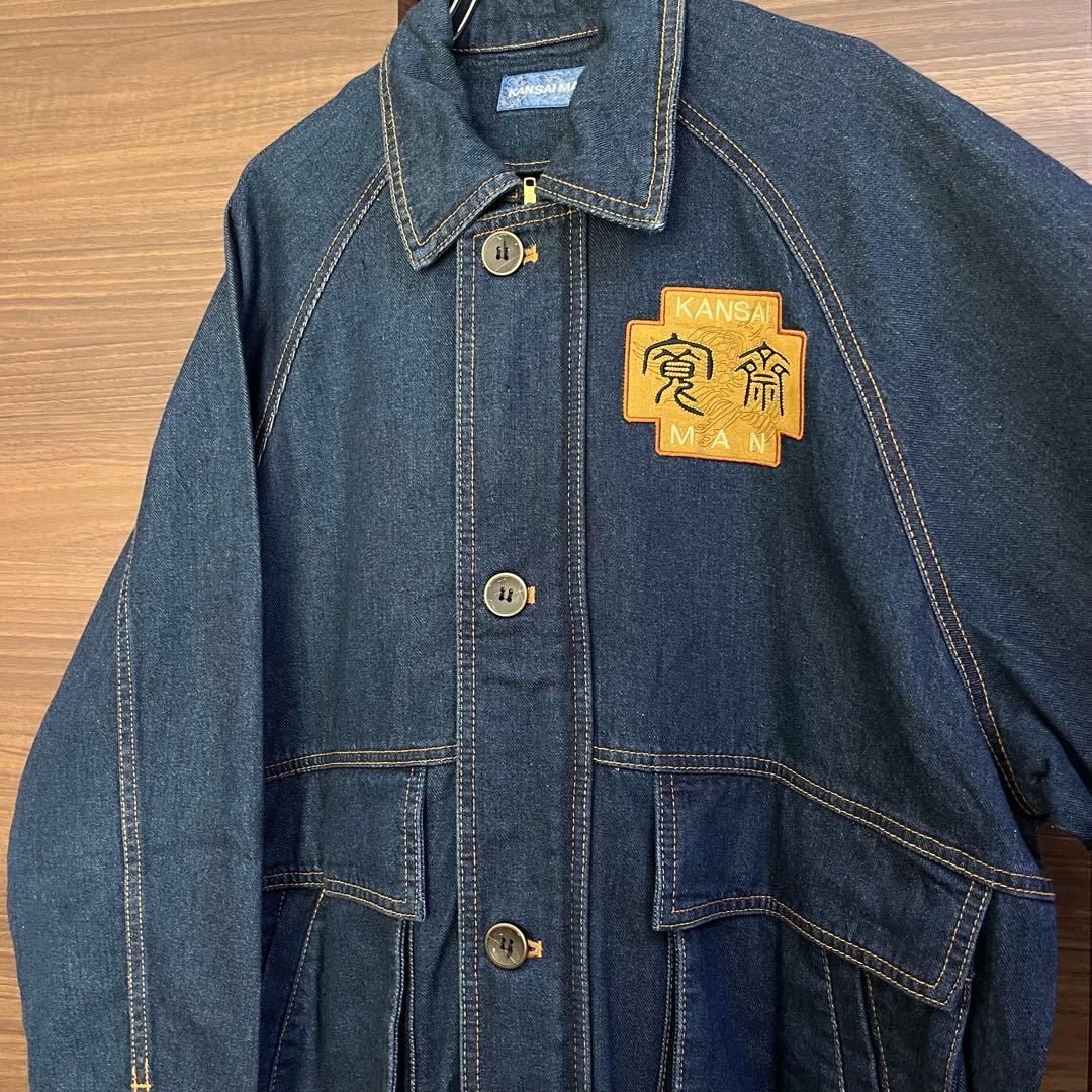 KANSAI MAN デニム セットアップ 刺繍 漢字 レーヨン混 希少 90s