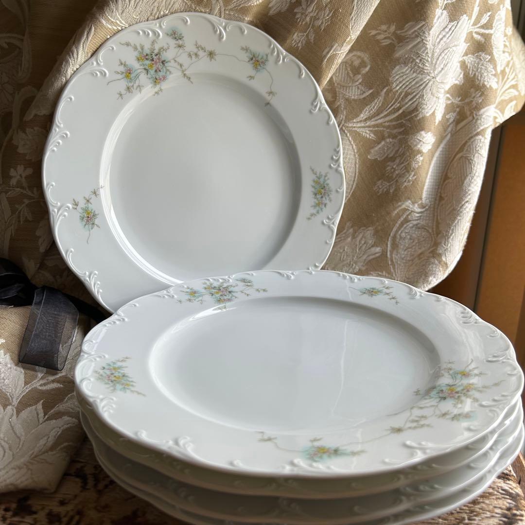 ドイツ製ROSENTHAL Catherine繊細なレリーフ花束プレート大皿5枚