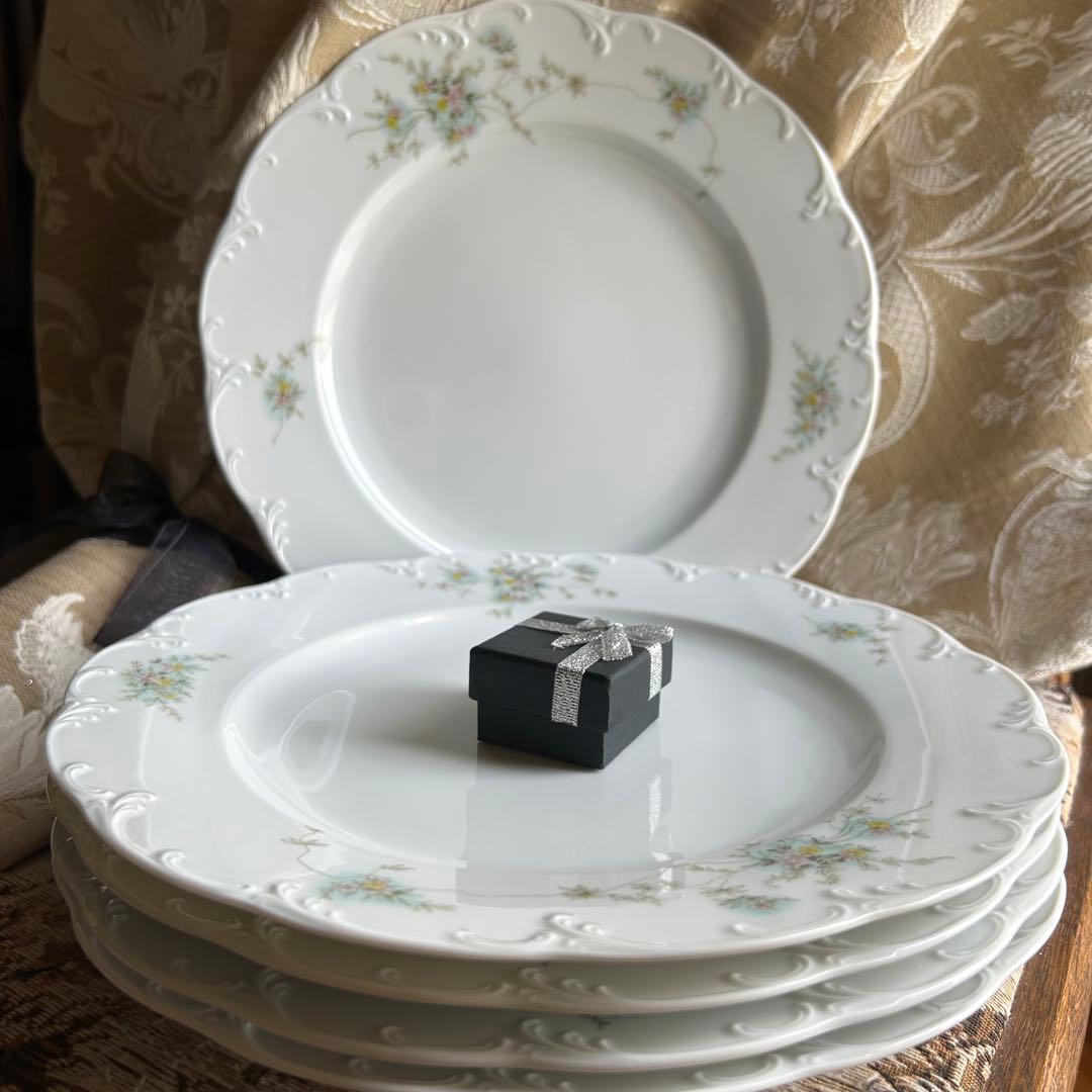 ドイツ製ROSENTHAL Catherine繊細なレリーフ花束プレート大皿5枚