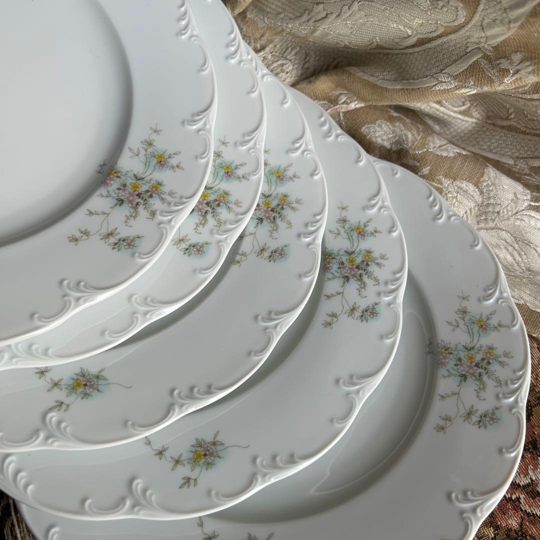ドイツ製ROSENTHAL Catherine繊細なレリーフ花束プレート大皿5枚