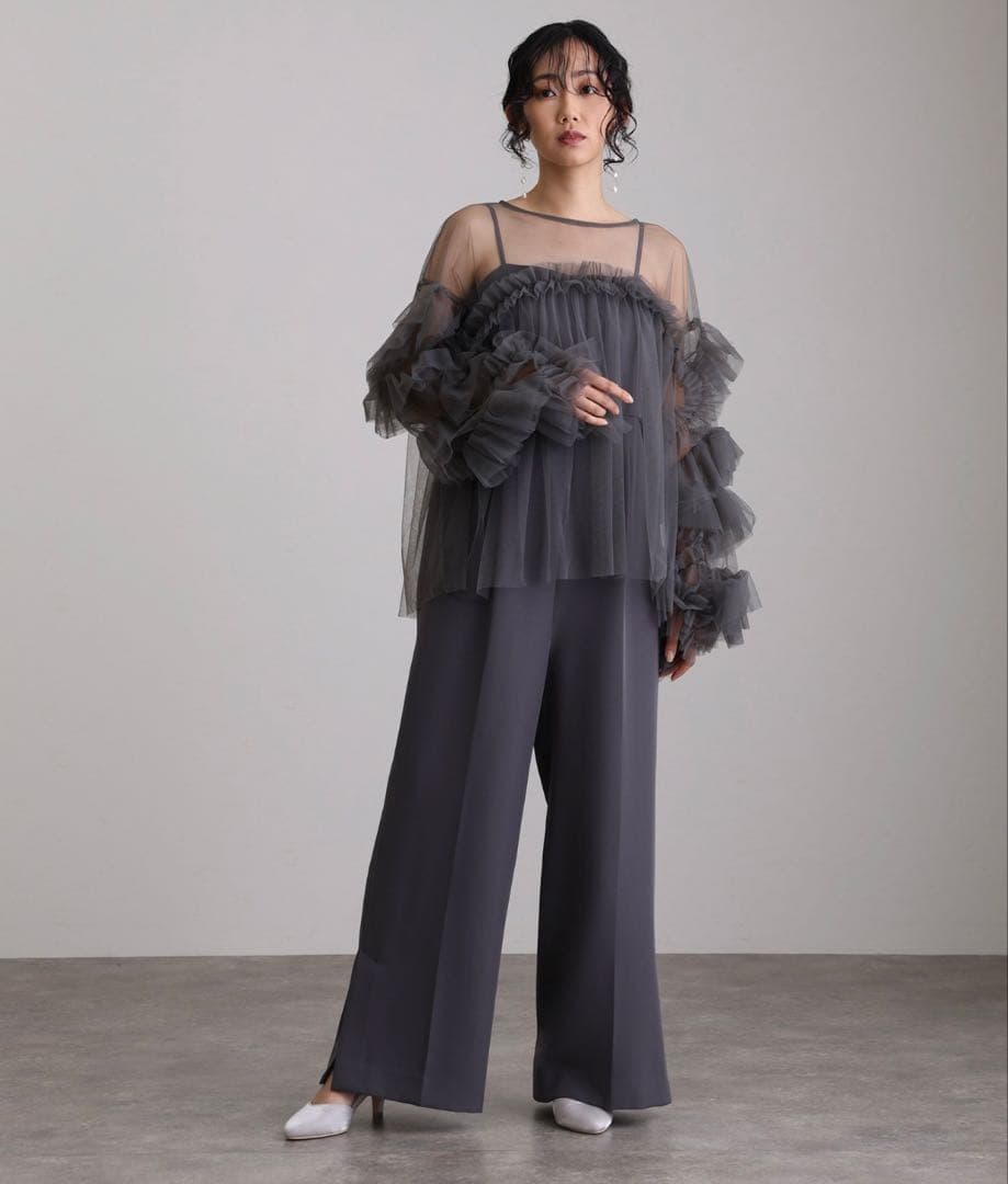 【新品未使用】atlo ギャザーチュールトップスオケージョン結婚式パーティー