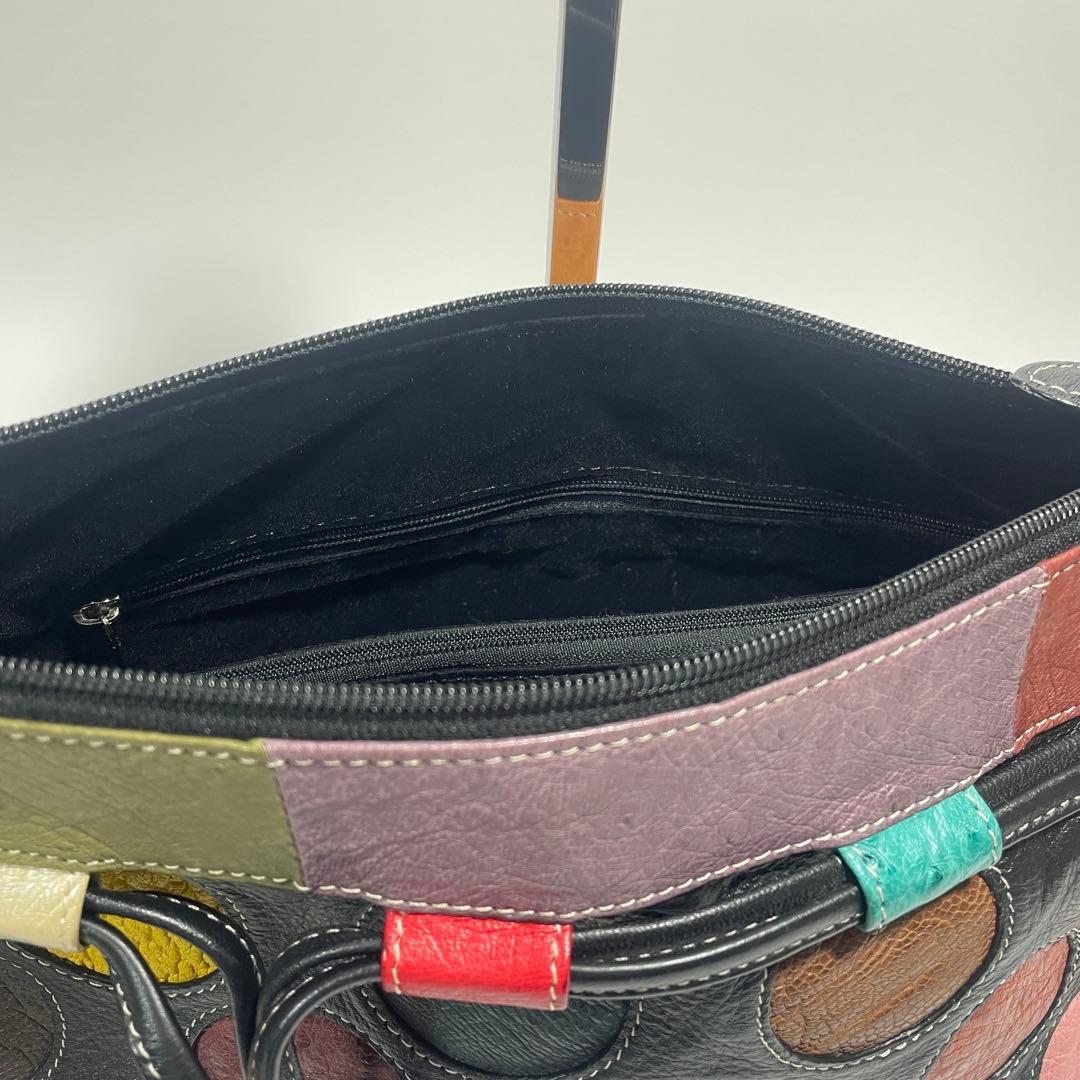 オーストリッチ 本革 ハンドバッグ ショルダーバッグ 肩掛け