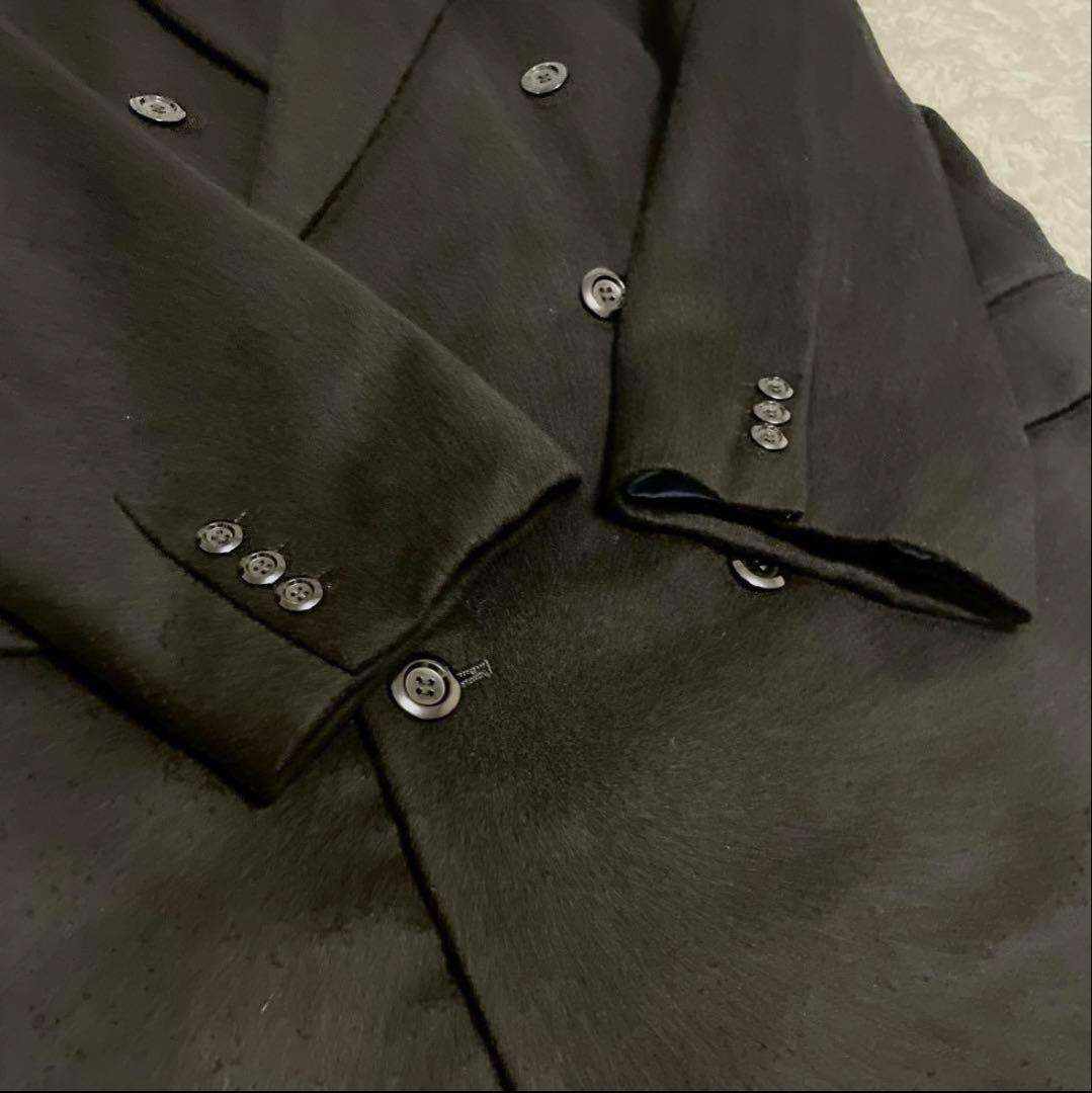 ダブルチェスターロングコート　ヴィンテージ 裏地青　高級ロイヤルカシミヤ100%