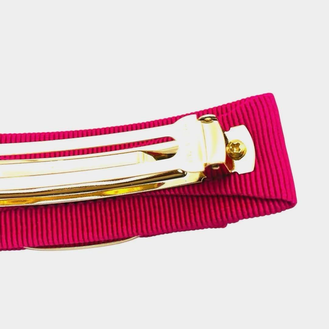 【極美品・箱付】サルヴァトーレ フェラガモ ヴァラリボン バレッタホットピンク