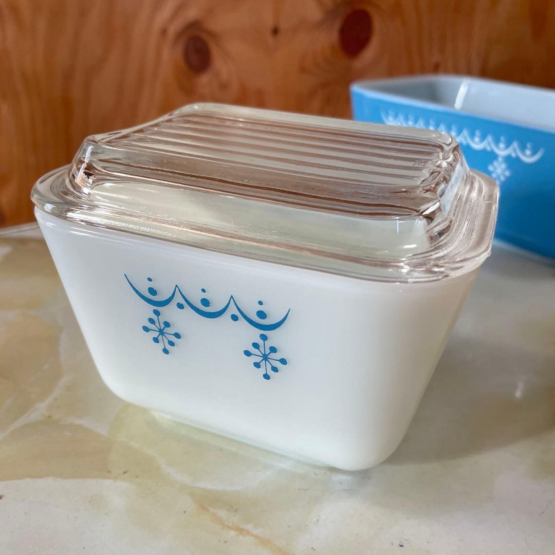 オールドパイレックス　リフ　リフリジレーター　スノーフレーク3点セット