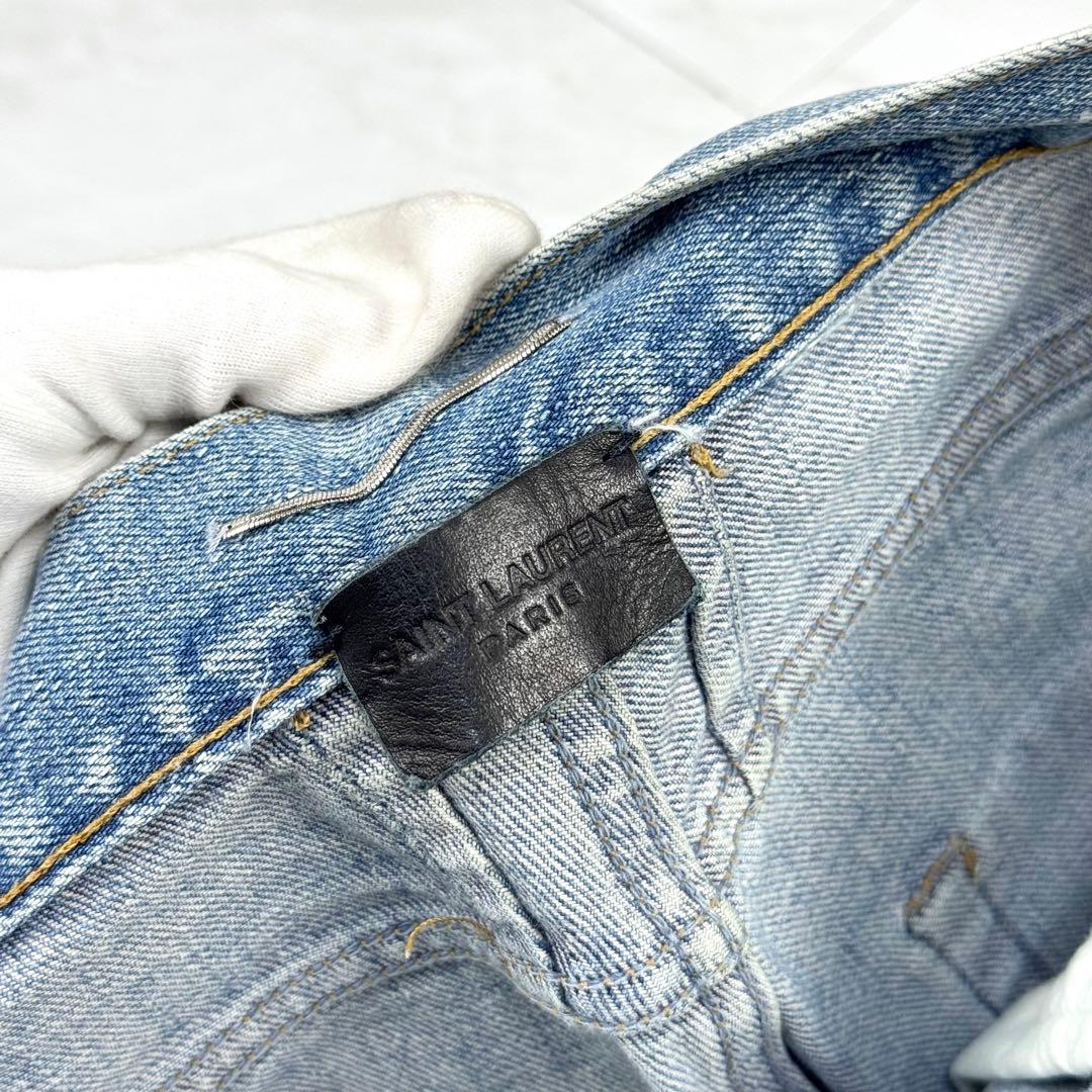 15AW サンローラン エディ期 ニー クラッシュ スキニーデニム 28