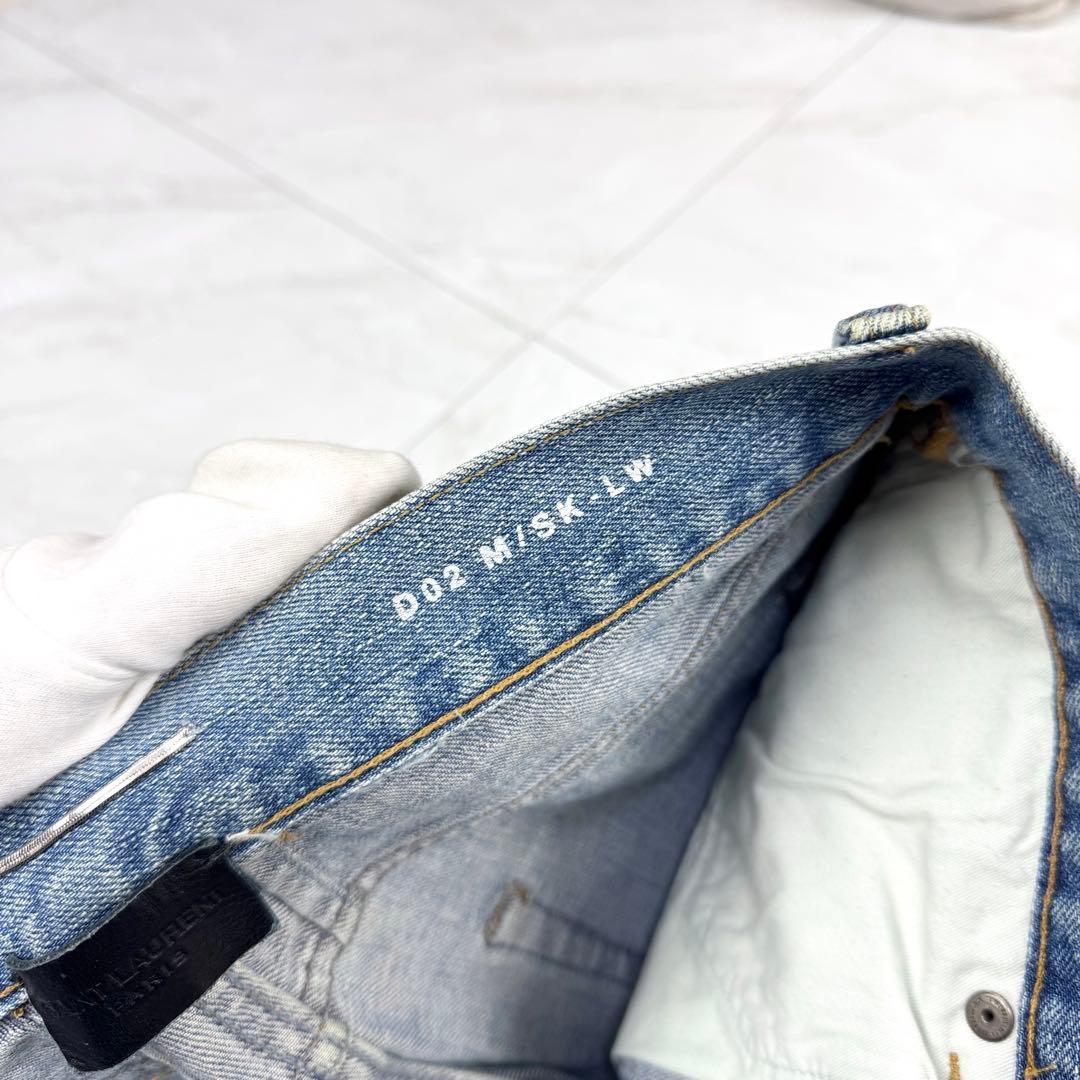 15AW サンローラン エディ期 ニー クラッシュ スキニーデニム 28