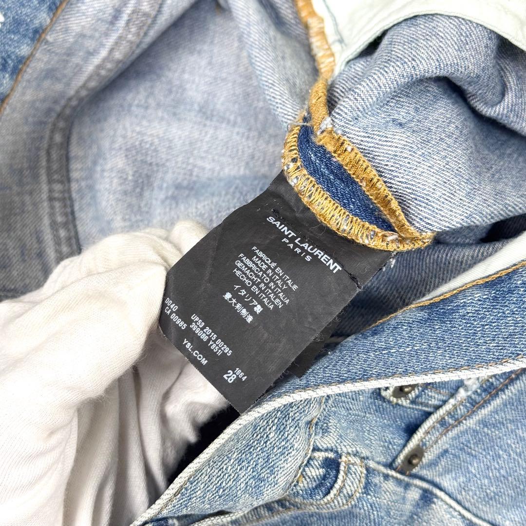 15AW サンローラン エディ期 ニー クラッシュ スキニーデニム 28