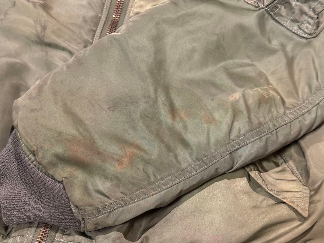 ★縦ステッチ！リブ穴なし！米軍実物80s MA-1 Fタイプ グランドクルー