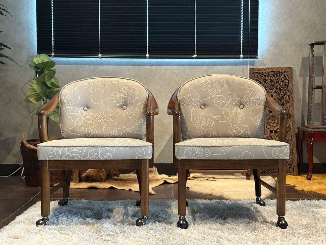 ①カリモク　karimoku アームチェア　アンティーク　ヴィンテージ SZ