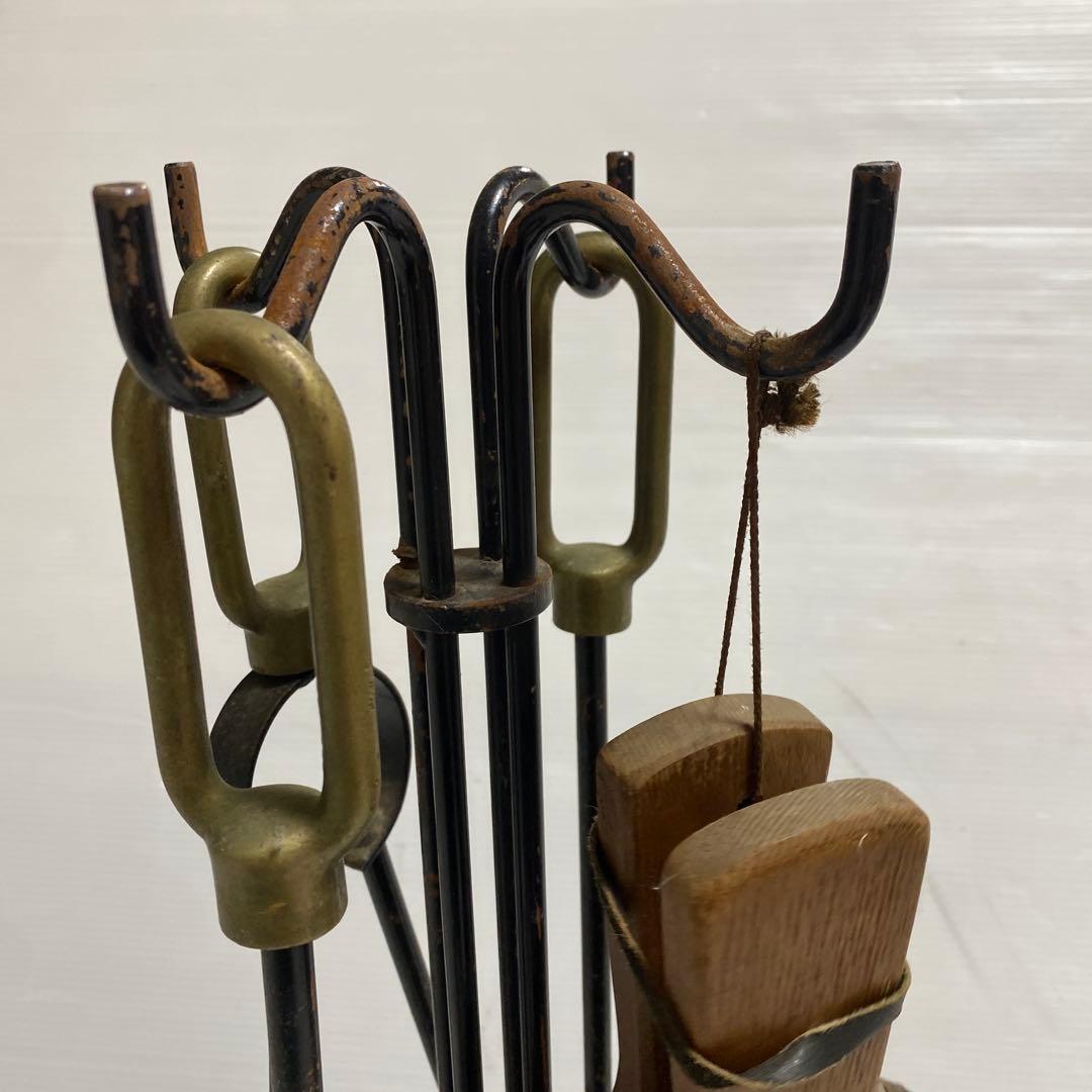 薪ストーブ 暖炉 ファイヤーツールセット シャベル ほうき ベローズ レトロ