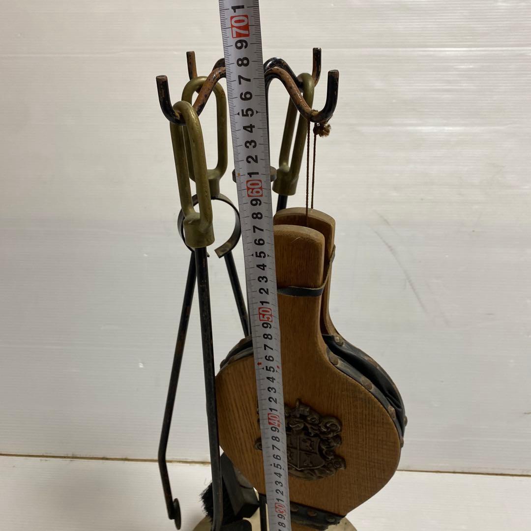 薪ストーブ 暖炉 ファイヤーツールセット シャベル ほうき ベローズ レトロ