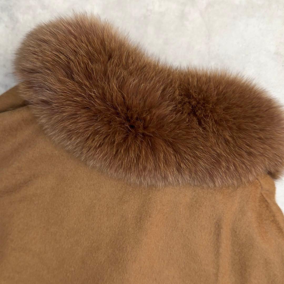 【SAGA FURS】2way カシミヤ100% リアルフォックス ポンチョ M