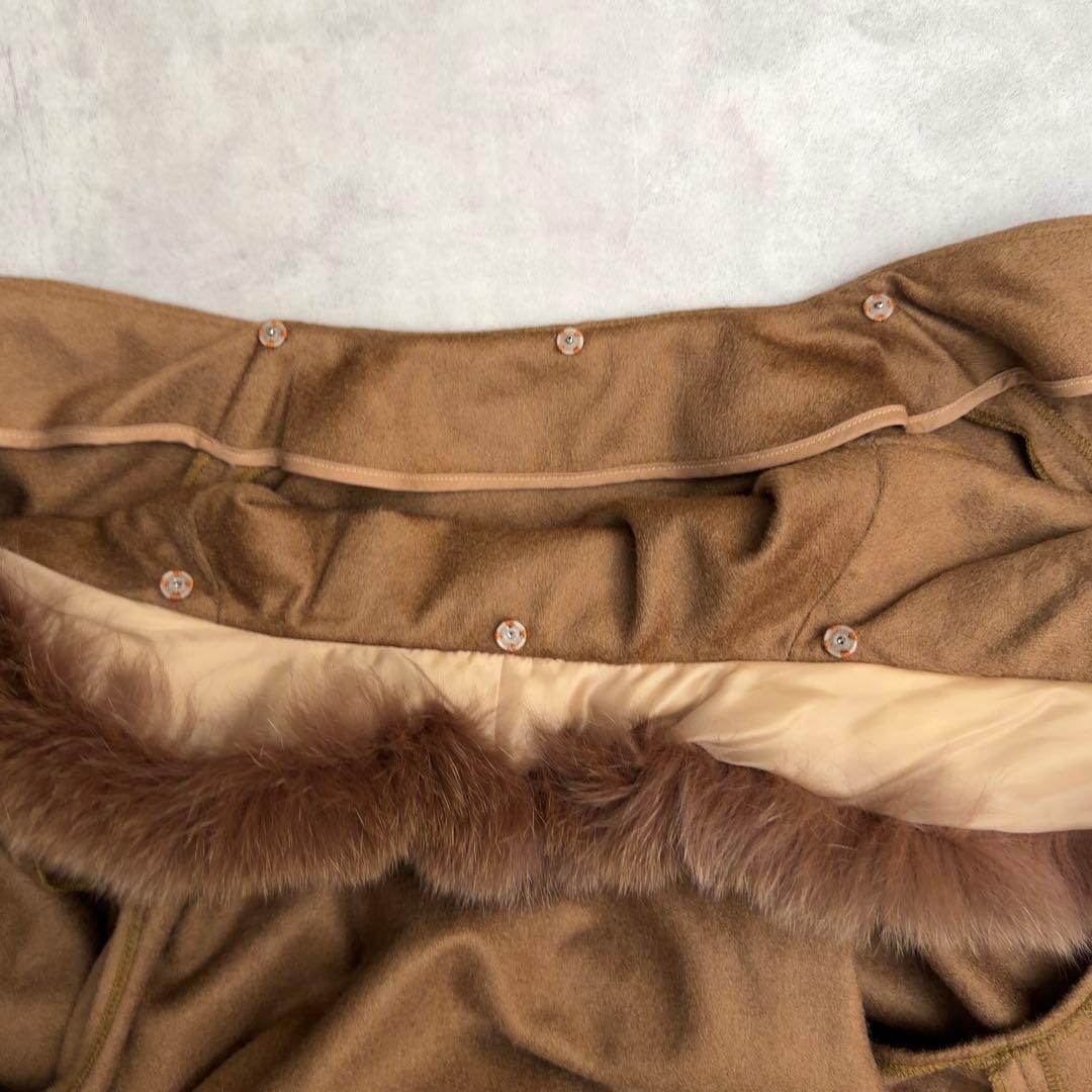 【SAGA FURS】2way カシミヤ100% リアルフォックス ポンチョ M