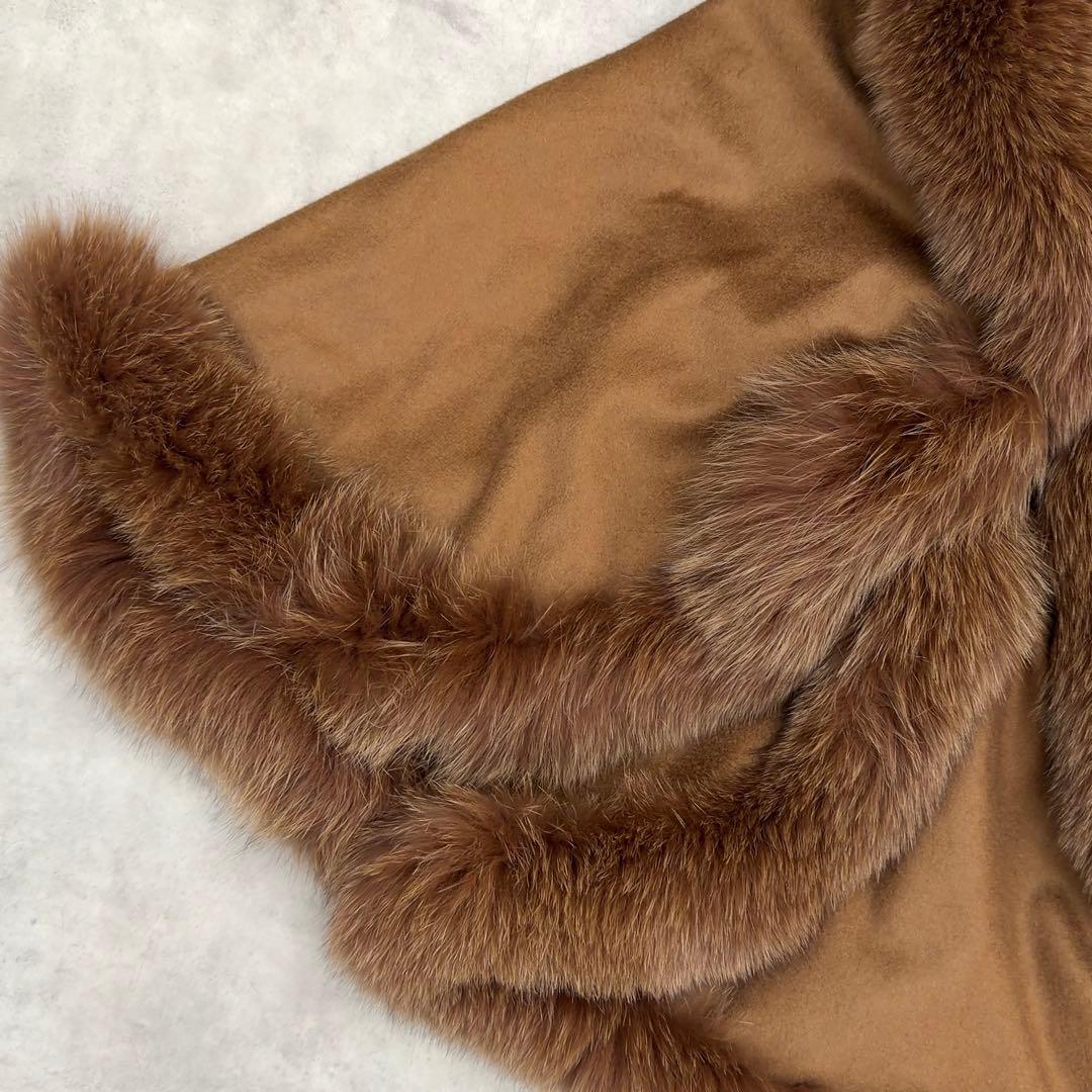 【SAGA FURS】2way カシミヤ100% リアルフォックス ポンチョ M