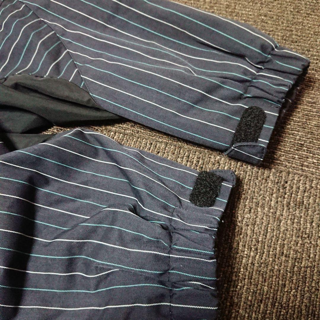 送料無料【DESCENTE】ストライプスキーウェア上下セットアップ M ネイビー