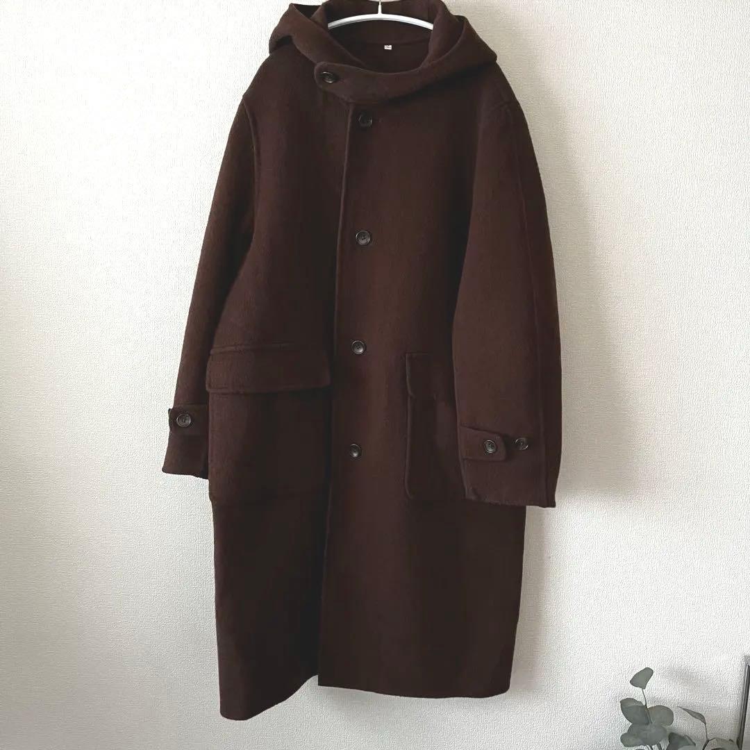 MUJI Labo＊紳士　カシミヤ混ダッフルコート　ブラウン　L