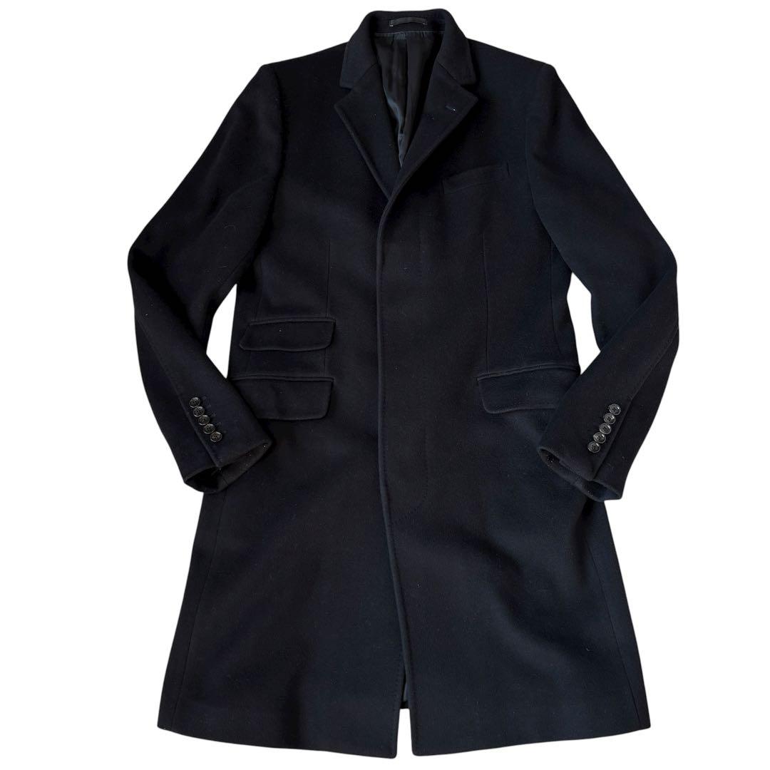 極美品 グッチ 現行タグ オーバーコート 黒 ブラック ロング丈 チェスター