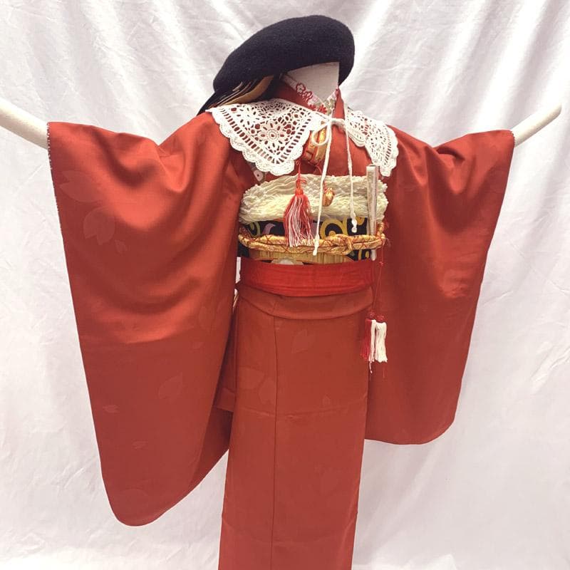 512ag46■七五三 七歳 女児 着物&六通袋帯&長襦袢 鳩車■美品