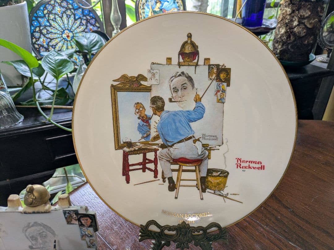 完全フルセット ノーマン・ロックウェル トリプル・セルフ・ポートレート 陶器