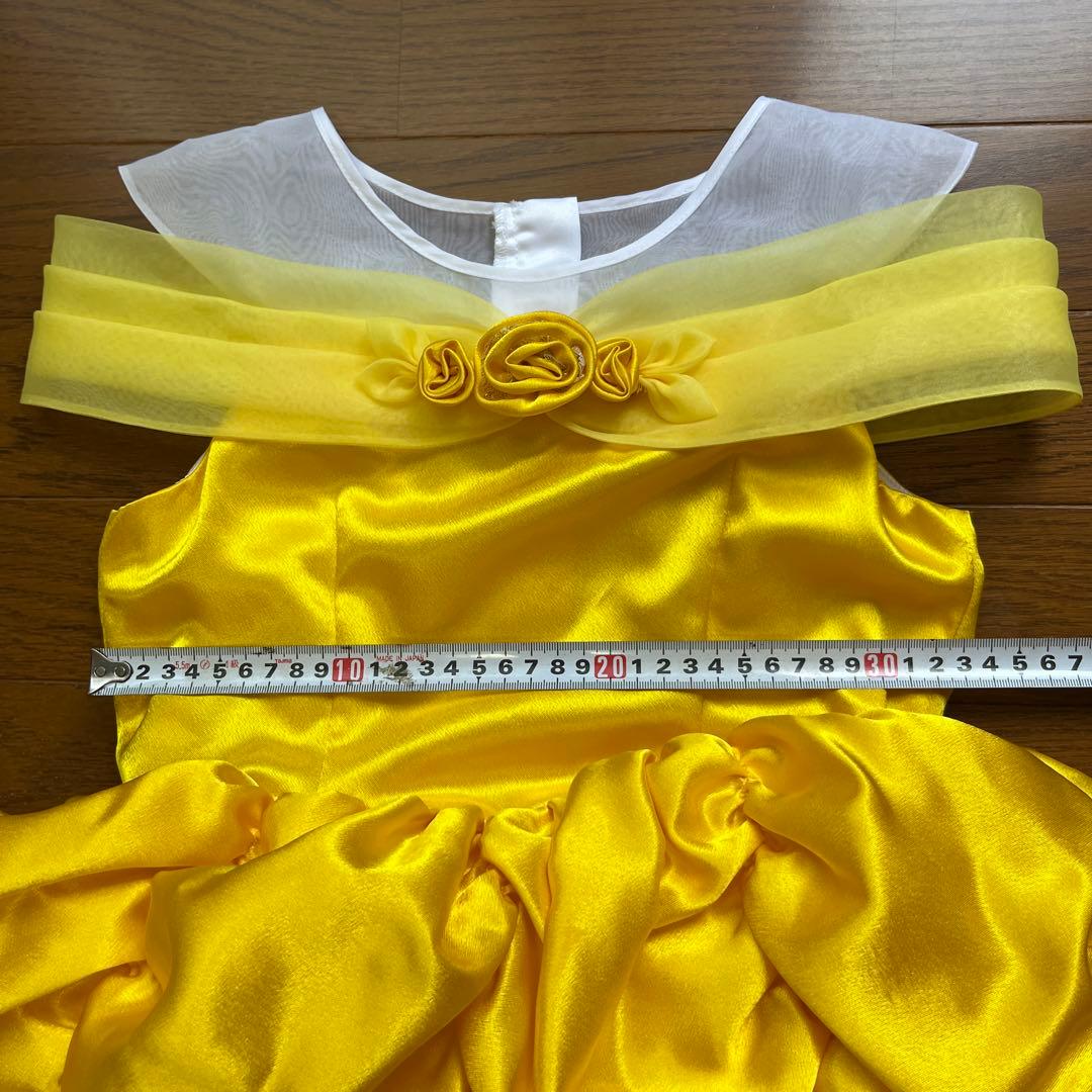 TDRビビディ・バビディ・ブティックのベルの黄色ドレス着丈_サイズ130