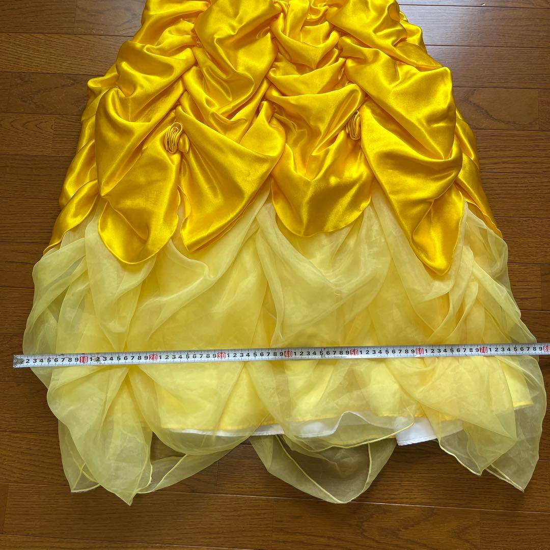 TDRビビディ・バビディ・ブティックのベルの黄色ドレス着丈_サイズ130