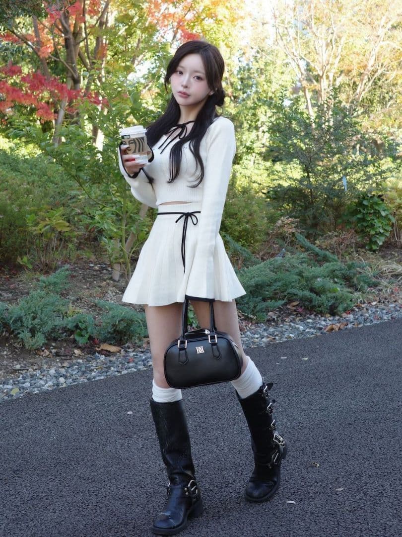 ウエストオープンリボンデザインニットミニワンピース【新品タグ付】ダーリッチ