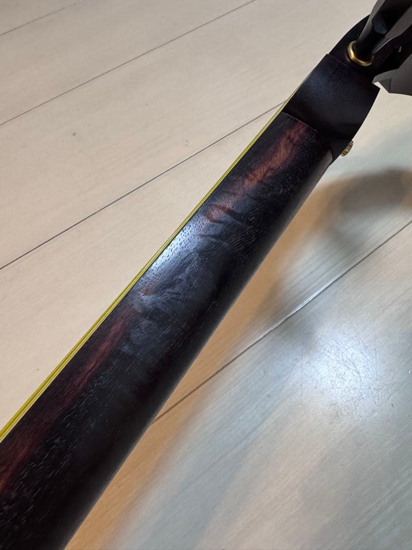 民謡三味線 中棹 紅木 地唄 二本溝 片面皮やぶれあり