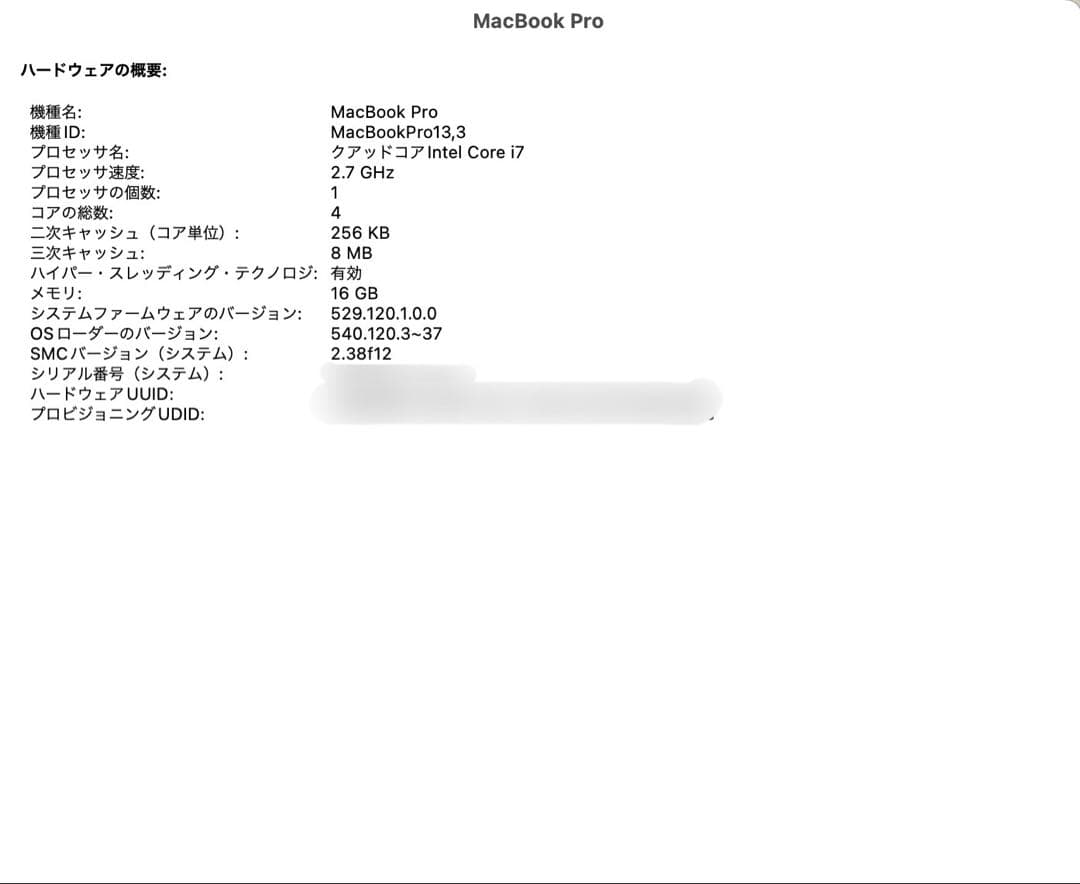 MacBook Pro 2016 15インチ i7 16GB 512GB US