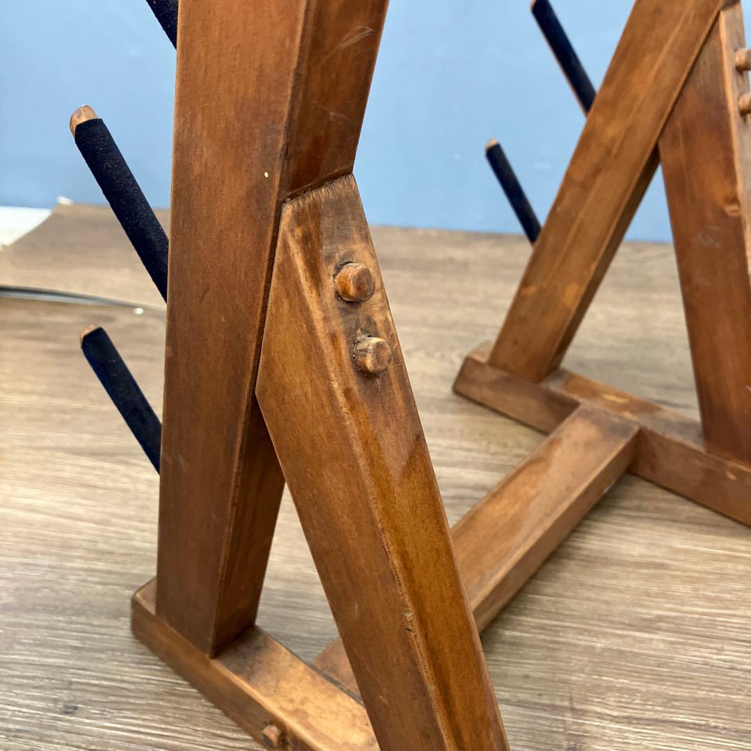 A-2 昭和レトロ 木製 包丁スタンド マガジンラック アンティーク調 6段