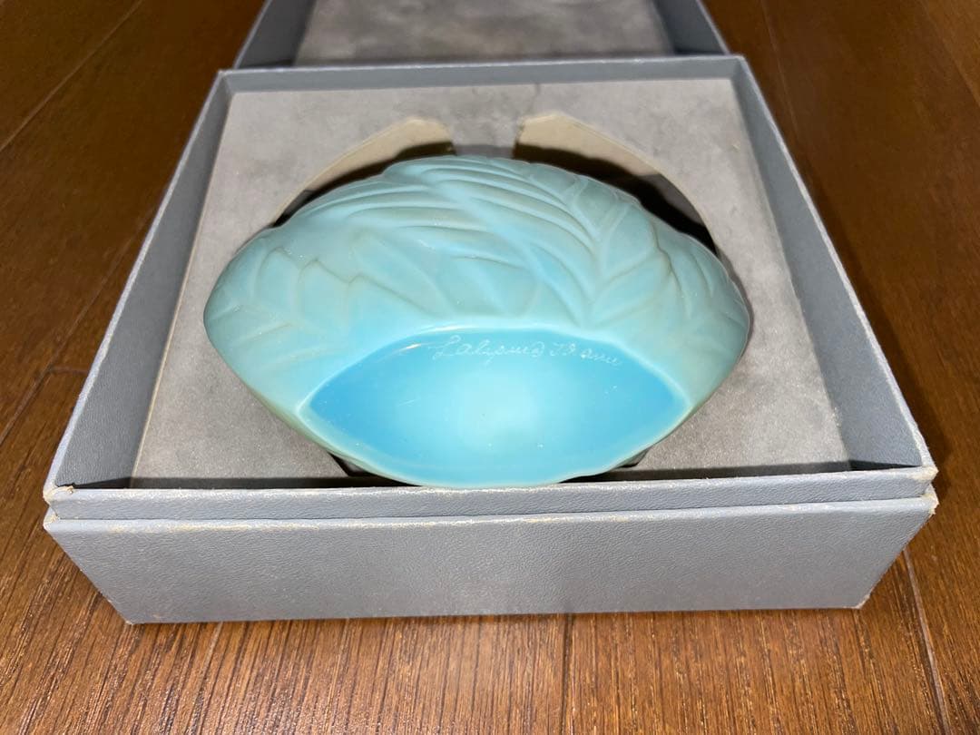 LALIQUE フランス 青緑色 花瓶