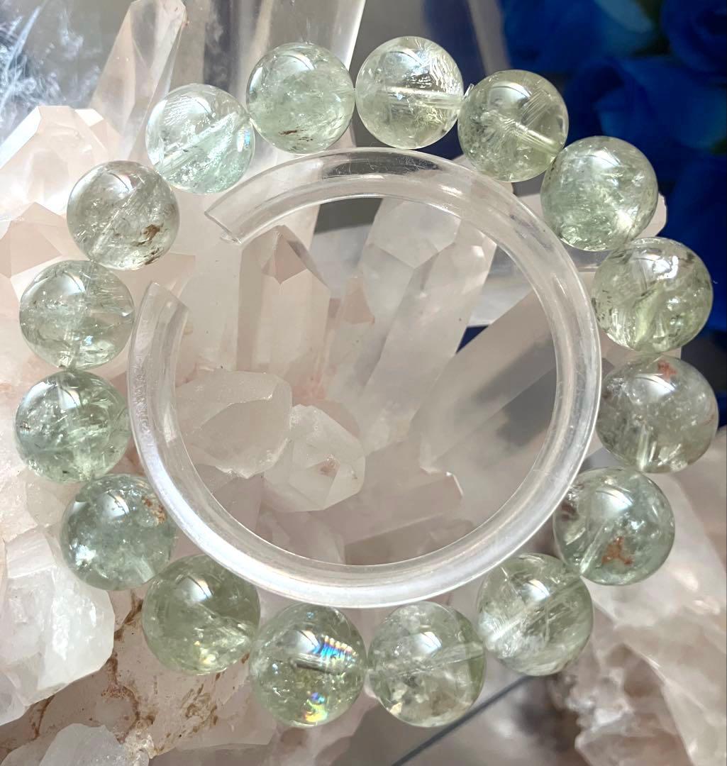 奇跡の聖なるグリーン水晶　幻の聖山カイラス　天然水晶　約13.4〜13.8ミリ