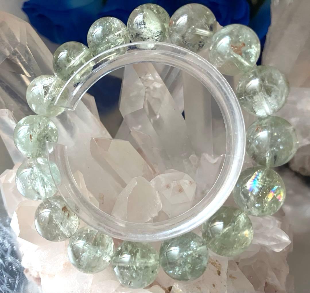 奇跡の聖なるグリーン水晶　幻の聖山カイラス　天然水晶　約13.4〜13.8ミリ