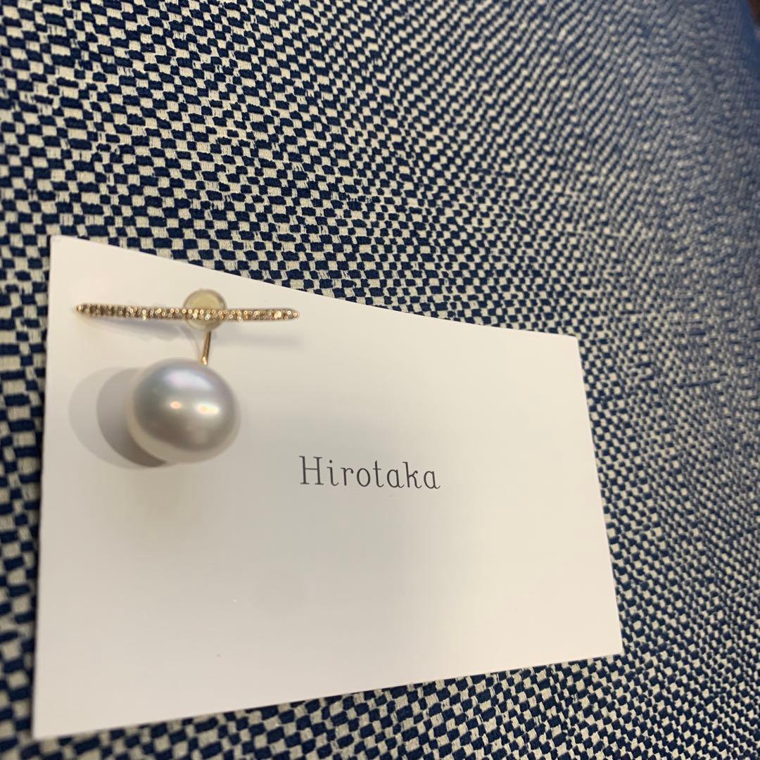 Hirotaka ヒロタカ　片耳　ピアス　パール　ダイヤモンドバー　ゴールド