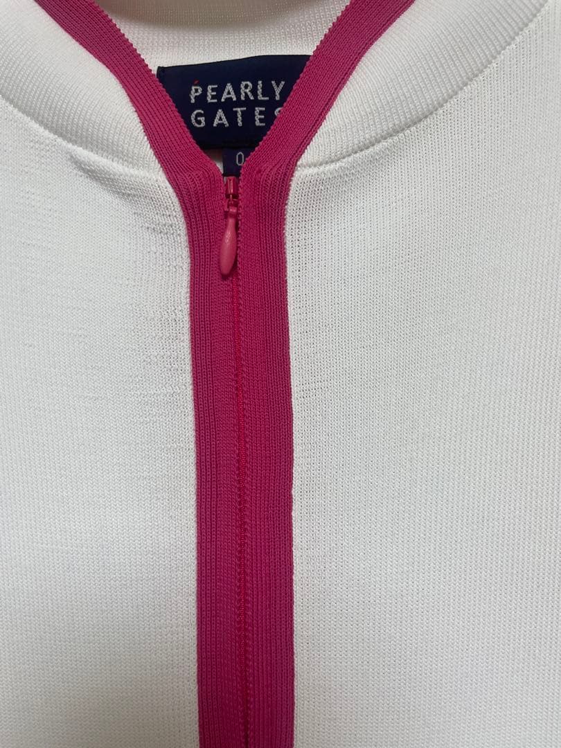 PEARLY GATES パーリーゲイツ　ノースリーブニットワンピース白ピンク0