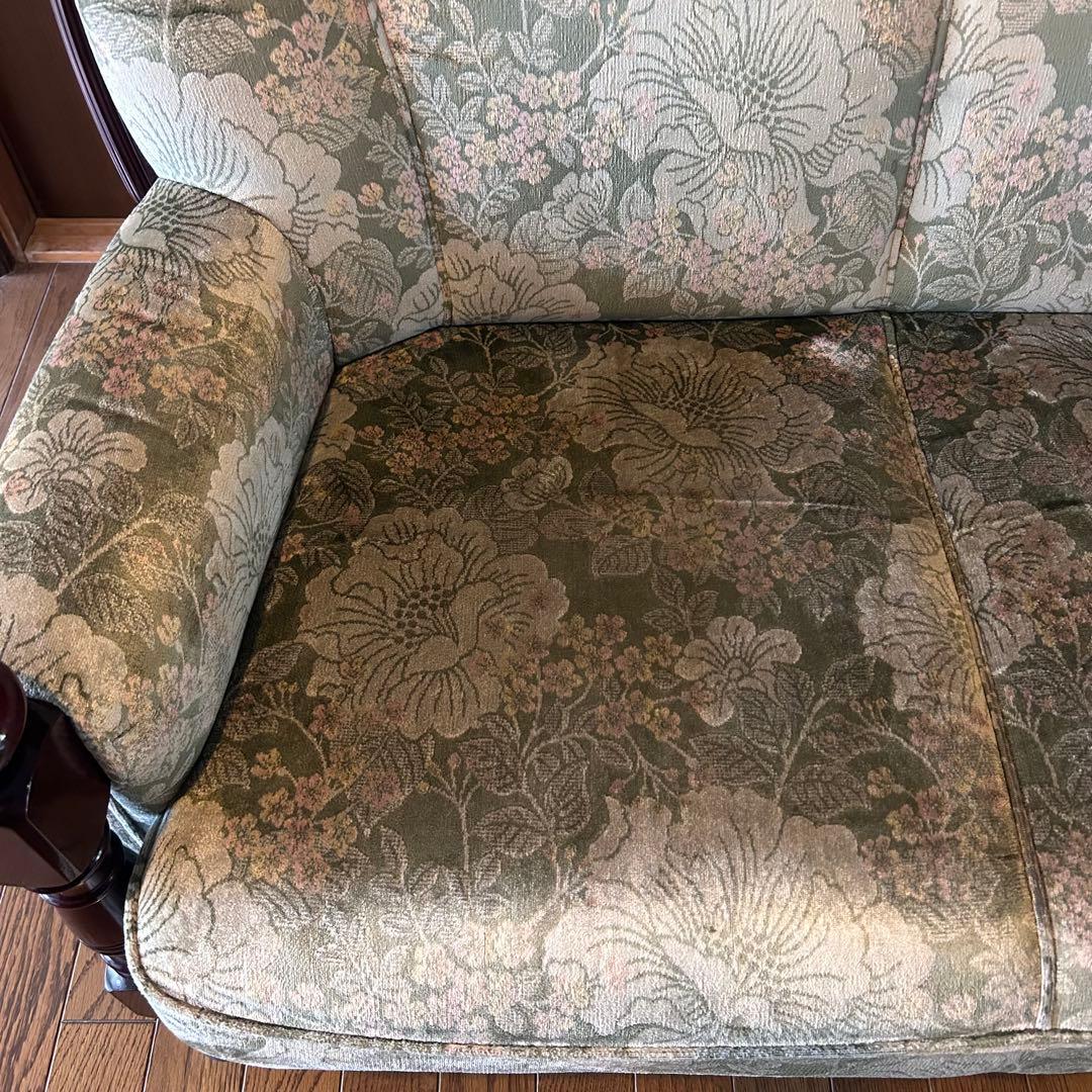 【送料無料】カリモク karimoku 3人掛 ソファ 花柄 金華山 コロニアル