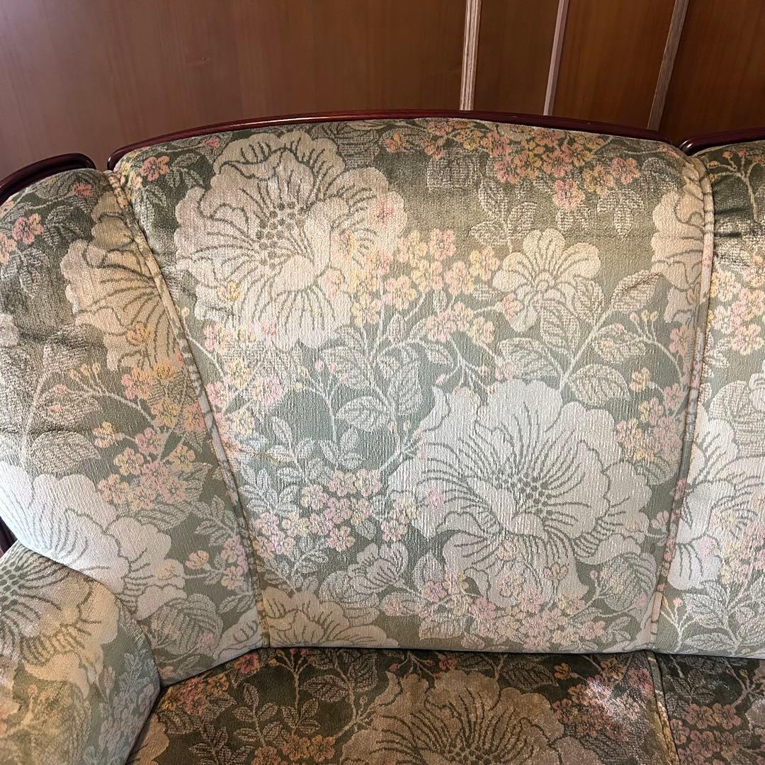 【送料無料】カリモク karimoku 3人掛 ソファ 花柄 金華山 コロニアル