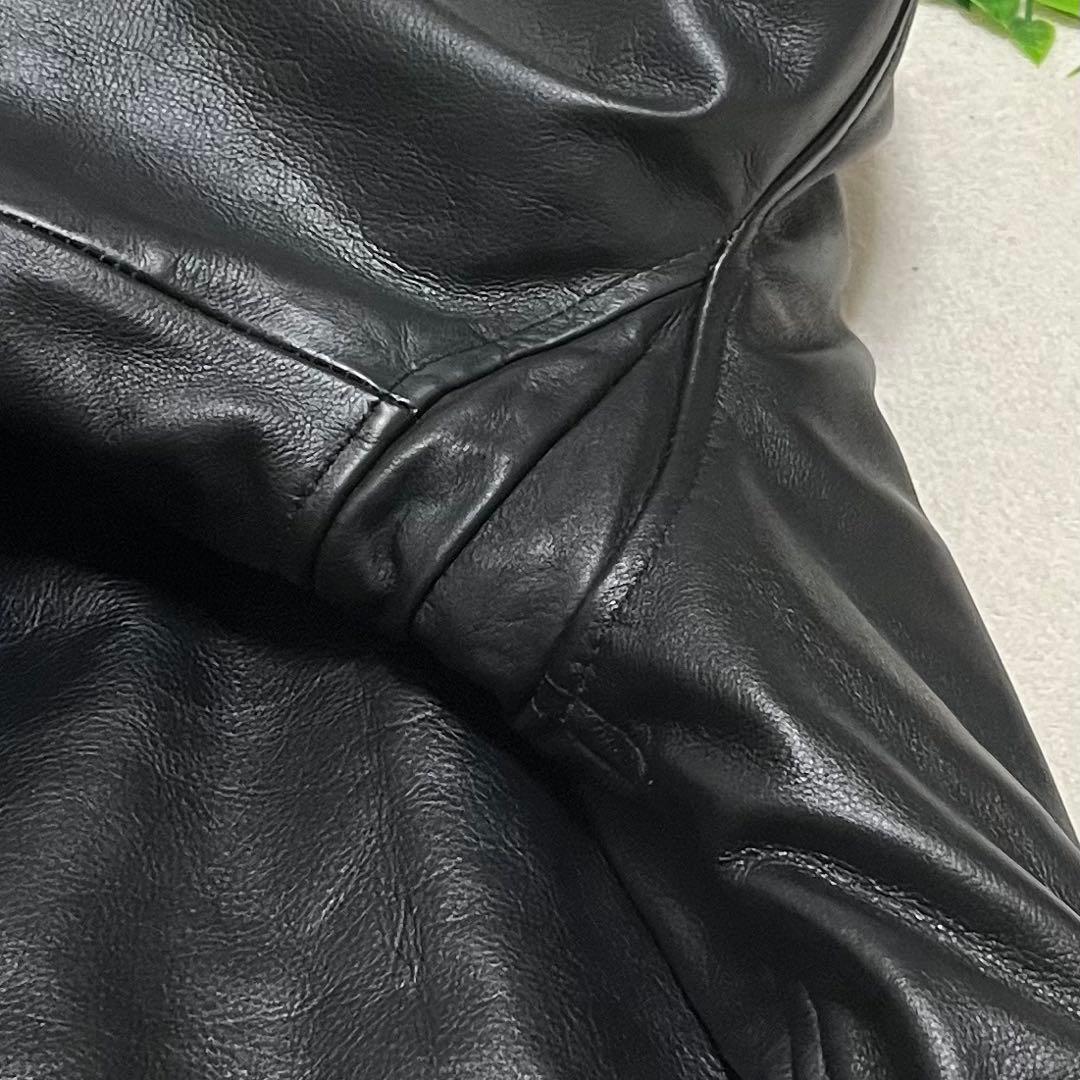 ホーンワークス　シングル　ライダース　ジャケット　ブラック　レザー　XL