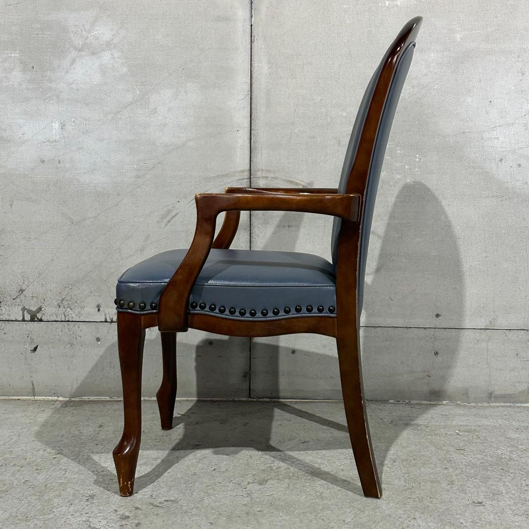 ✦マルニ木工✦ アームチェア 昭和レトロ レザー調 鋲打ち クラシックチェア